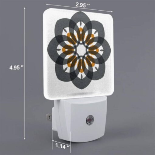 Night Light Set Of 2, A Black And White Flower With Orange And White Accents. -Acrylic Night Light Shop 52f237f5b7ff93fedc190617a0d7cbf2fb4c68fe