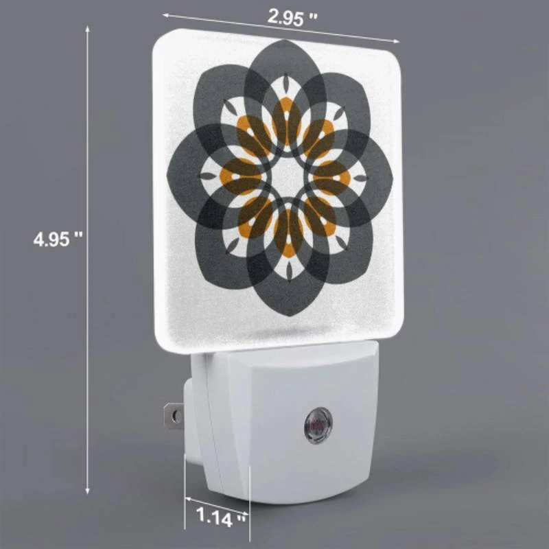 Night Light Set of 2, A black and white flower with orange and white accents. Night Light Set Of 2, A Black And White Flower With Orange And White Accents. -Acrylic Night Light Shop 52f237f5b7ff93fedc190617a0d7cbf2fb4c68fe