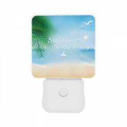Night Light Set Of 2, A Picture Of A Beach With A Boat And Palm Trees. -Acrylic Night Light Shop 531ba56ee247d7fe90888ccbf82b8f9be6f55889
