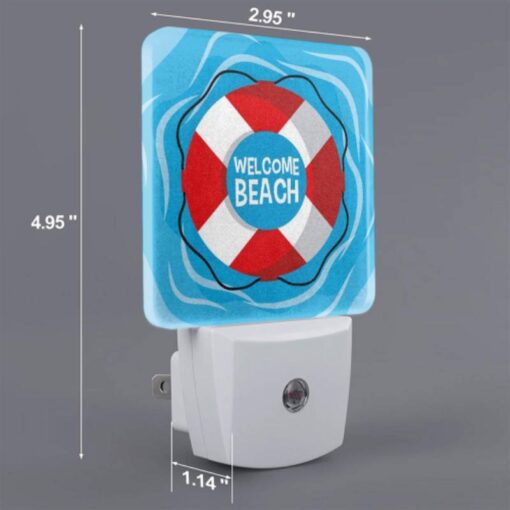 Night Light Set Of 2, A Red And White Lifeboat With The Words "Welcome Beach" Written On It. -Acrylic Night Light Shop 535e18359d3a7c437272a4a56ab4eea81653b7ee