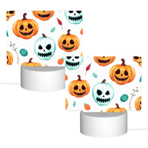 Rectangular Acrylic Night Light, A Pattern Of Pumpkins With Smiling Faces And Leaves. -Acrylic Night Light Shop 53a93976b2095ec33a64e199ab35f17867d63873