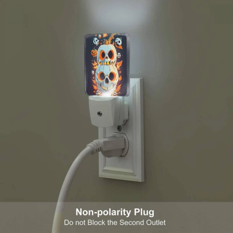 Night Light Set of 2, A colorful pumpkin with a skeleton face and a knife in its head. Night Light Set Of 2, A Colorful Pumpkin With A Skeleton Face And A Knife In Its Head. -Acrylic Night Light Shop 53e930778f02a19ba94a6cd3fc48b2f40086ac1f