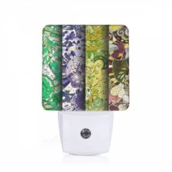 Night Light, Four Different Colored Designs Of Flowers.