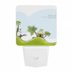 Night Light, A Cartoon Of A Hill With A Palm Tree And A Bottle Of Wine. -Acrylic Night Light Shop 54338a617b42ed60388f8ba322549b2099b93b1a