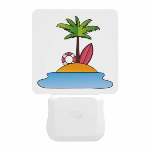 Night Light, A Cartoon Image Of A Tropical Island With A Palm Tree -Acrylic Night Light Shop 544b2d8648cde10028e614a41e461edfc2cc3e90