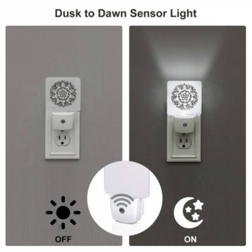 Night Light Set Of 2, A Black And White Design Of A Flower. -Acrylic Night Light Shop 547d4e007573bfeff90c71b2b2fce17fcd2ad5b4