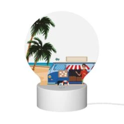 Round Acrylic Night Light, A Man Stands In Front Of A Food Truck On A Beach. 9 Round Acrylic Night Light, A Man Stands In Front Of A Food Truck On A Beach. -Acrylic Night Light Shop 55c0d67998247d5302e2f330981bb7e754352156