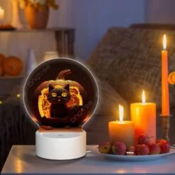 Round Acrylic Night Light, A Cat Is Sitting Inside A Carved Pumpkin. 6 Round Acrylic Night Light, A Cat Is Sitting Inside A Carved Pumpkin. -Acrylic Night Light Shop 561197a57a333f1cebe7fb9de3f1ec702b8b4baf
