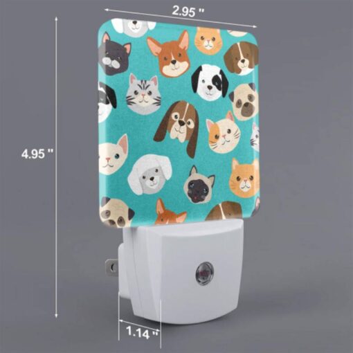 Night Light Set Of 2, A Collection Of Cute Cat And Dog Faces. -Acrylic Night Light Shop 5623aa12ec0a80468c66cbe002572bc278a71a57