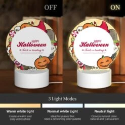 Round Acrylic Night Light, A Colorful Halloween Poster With A Round Circle In The Center. -Acrylic Night Light Shop 56567159702cb16483ca16edce2763f14ef8ee08