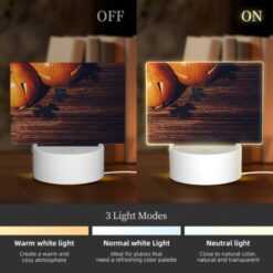 Rectangular Acrylic Night Light, A Wooden Table With A Pumpkin On It. -Acrylic Night Light Shop 576d8f90754de31ac6acbe6f33dabbe1c93cf28a