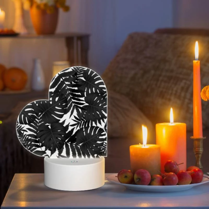 Love Acrylic Night Light, A pattern of leaves on a black and white background. Love Acrylic Night Light, A Pattern Of Leaves On A Black And White Background. -Acrylic Night Light Shop 57fe254531a89c37576ee808fe78eb335f768118