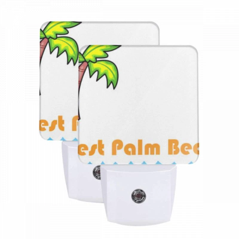 Night Light Set of 2, A cartoon drawing of a palm tree and the words "West Palm Beach" on a white background. Night Light Set Of 2, A Cartoon Drawing Of A Palm Tree And The Words "West Palm Beach" On A White Background. -Acrylic Night Light Shop 5829845eaaca2bf8167a79b70b500777f0608350