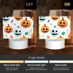 Rectangular Acrylic Night Light, A Pattern Of Pumpkins With Smiling Faces And Leaves. -Acrylic Night Light Shop 582d06f6defe6906bc5a216e09db163d5cd70dee