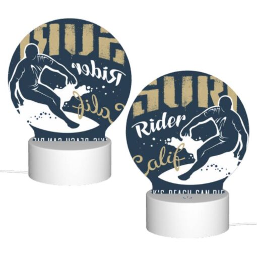 Round Acrylic Night Light, A Surfer Riding A Wave In San Diego. -Acrylic Night Light Shop 5880e4c26d36bc40f0fa486936754090d8a2b223