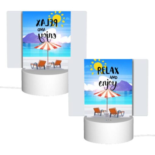 Rectangular Acrylic Night Light, A Colorful Beach Scene With A Sun Umbrella And Two Chairs. -Acrylic Night Light Shop 5889132b333cba2d81b9e6e79c377f21366ef3c6