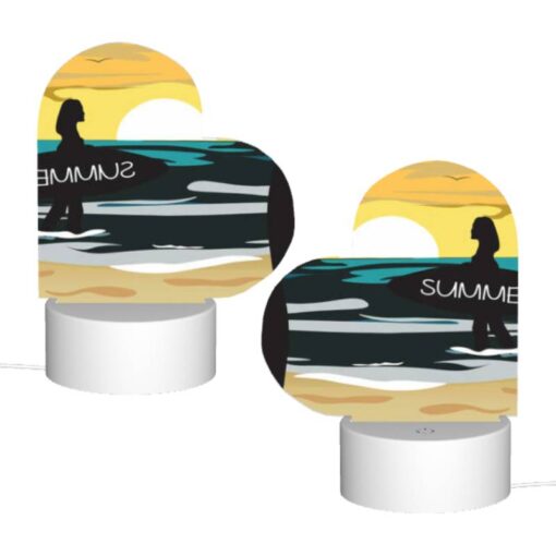 Love Acrylic Night Light, A Woman Is Walking On The Beach With A Surfboard. -Acrylic Night Light Shop 589991b7b144d3473d3e43d7c47f0931dc76d6e5