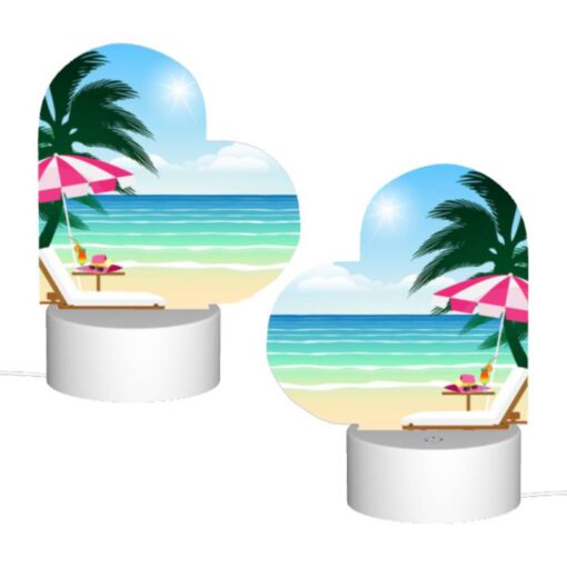 Love Acrylic Night Light, A Beach Scene With A Pink And White Umbrella -Acrylic Night Light Shop 58e8d1a9a62e112c3d0fc10b3fec743595b07582