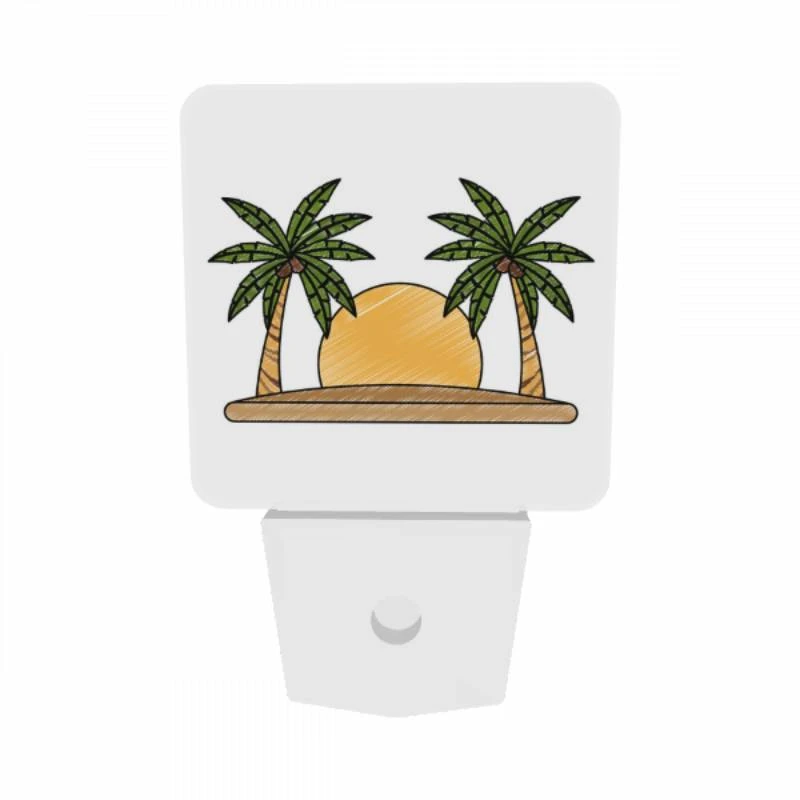 Night Light Set of 2, A drawing of a sun with two palm trees on either side. Night Light Set Of 2, A Drawing Of A Sun With Two Palm Trees On Either Side. -Acrylic Night Light Shop 591b691566f675d4249280429fc1d4a5834106e7
