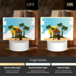 Rectangular Acrylic Night Light, A House On A Beach With A Sunset In The Background. 2 Rectangular Acrylic Night Light, A House On A Beach With A Sunset In The Background. -Acrylic Night Light Shop 592a11a12d40771d9951e9ce420a11ff063f3644