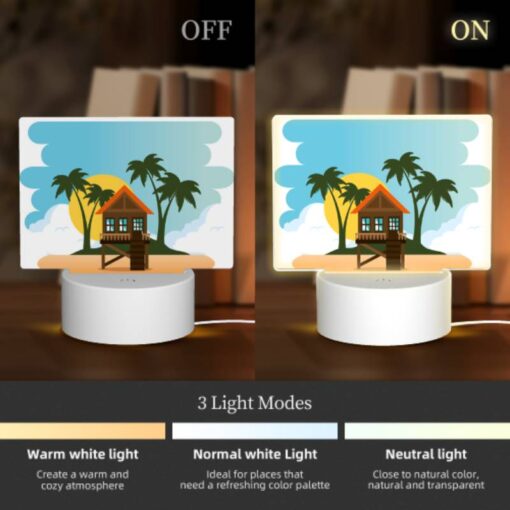 Rectangular Acrylic Night Light, A House On A Beach With A Sunset In The Background. -Acrylic Night Light Shop 592a11a12d40771d9951e9ce420a11ff063f3644