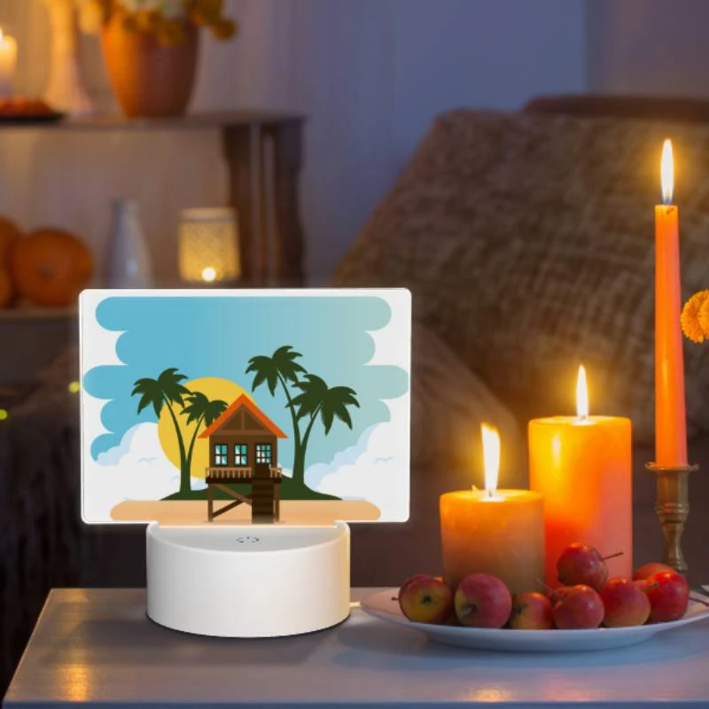 Rectangular Acrylic Night Light, A house on a beach with a sunset in the background. Rectangular Acrylic Night Light, A House On A Beach With A Sunset In The Background. -Acrylic Night Light Shop 595539d3400b816427d0e6938192b5bffdb09b93