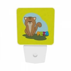 Night Light Set Of 2, A Cartoon Cat Is Sitting On The Ground And Says "Pets." -Acrylic Night Light Shop 59f5efe6bac6f3b0d806b31a8e50498da5a2e393