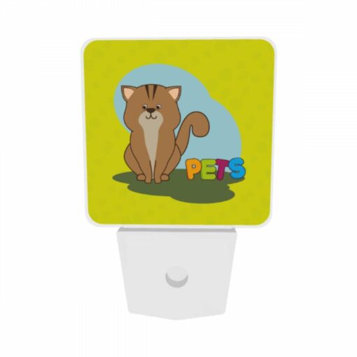 Night Light Set Of 2, A Cartoon Cat Is Sitting On The Ground And Says "Pets." -Acrylic Night Light Shop 59f5efe6bac6f3b0d806b31a8e50498da5a2e393