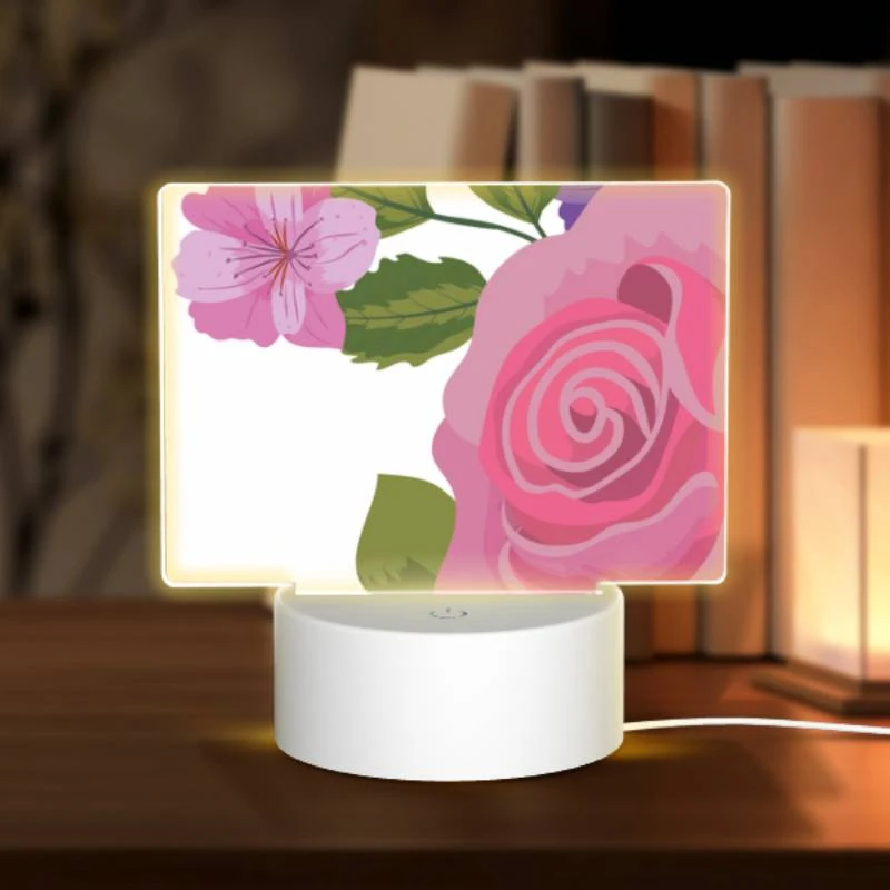 Rectangular Acrylic Night Light, A pink rose with a yellow center and purple petals. Rectangular Acrylic Night Light, A Pink Rose With A Yellow Center And Purple Petals. -Acrylic Night Light Shop 5aa6659c90f9df405901f82120b755216fa4fe06