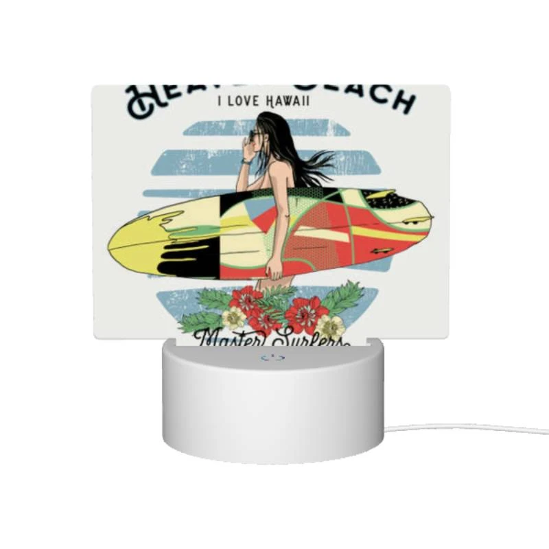 Rectangular Acrylic Night Light, A woman with a surfboard in the ocean. Rectangular Acrylic Night Light, A Woman With A Surfboard In The Ocean. -Acrylic Night Light Shop 5ac34994b099cb7016baf33975a69b817e1743a5