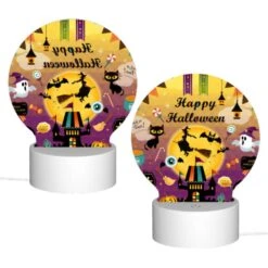 Round Acrylic Night Light, A Colorful Poster With Halloween Decorations And A Witch On A Broom. 1 Round Acrylic Night Light, A Colorful Poster With Halloween Decorations And A Witch On A Broom. -Acrylic Night Light Shop 5b234a730dfc66bab01cb796c07b7a7a75b08db6