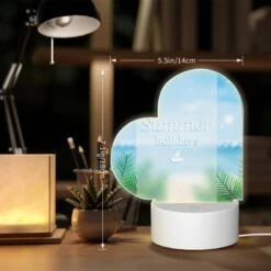 Love Acrylic Night Light, A Blue And White Image Of A Sailboat On The Ocean With The Words "Summer Holidays" Written On It. -Acrylic Night Light Shop 5bea9ebc63f8f139d11a6753bb00b5419fa2f81c