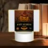Rectangular Acrylic Night Light, A Poster Advertising A Halloween Party With A Zombie Theme.