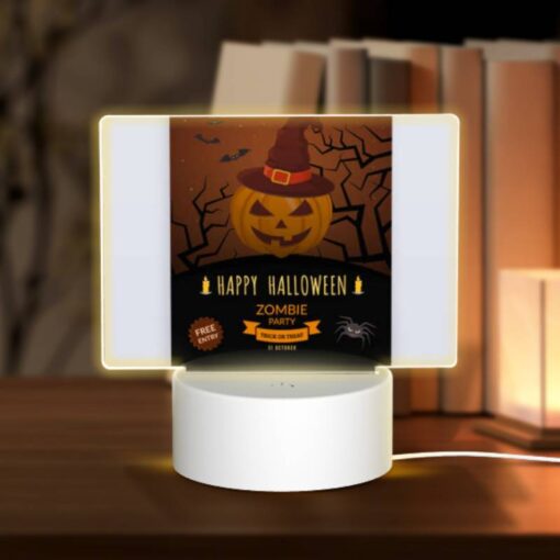 Rectangular Acrylic Night Light, A Poster Advertising A Halloween Party With A Zombie Theme. -Acrylic Night Light Shop 5bf9c01445fb03053f0c55efe9d82fddaeaa7637