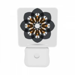 Night Light Set Of 2, A Black And White Flower With Orange And White Accents. -Acrylic Night Light Shop 5c30110201f08cfe8e8a62263976b03a4abcb967