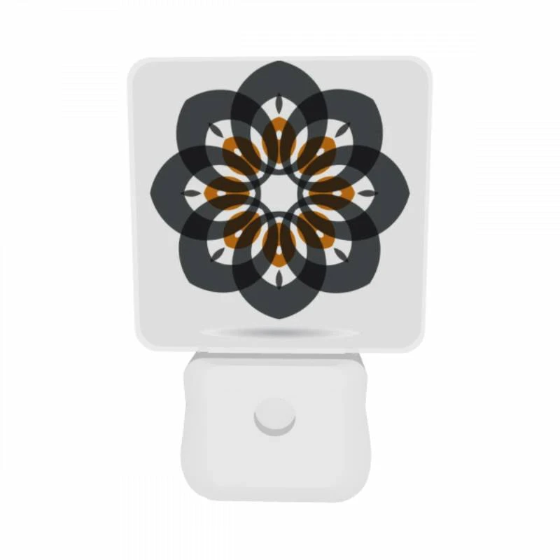 Night Light Set of 2, A black and white flower with orange and white accents. Night Light Set Of 2, A Black And White Flower With Orange And White Accents. -Acrylic Night Light Shop 5c30110201f08cfe8e8a62263976b03a4abcb967