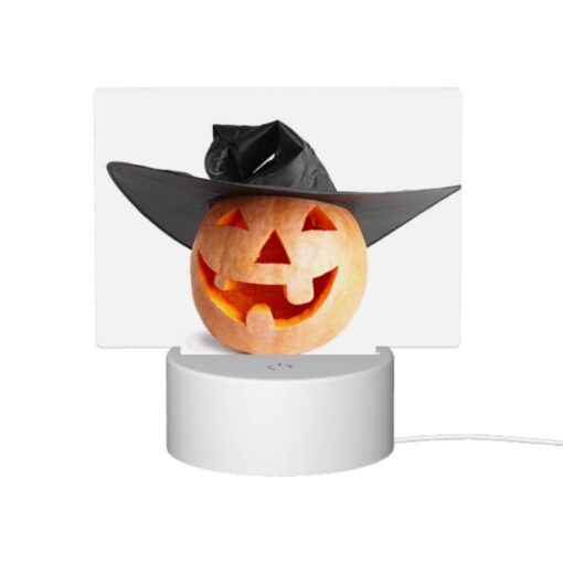 Rectangular Acrylic Night Light, A Pumpkin With A Black Hat On It. -Acrylic Night Light Shop 5cd39ec212085cdc67c83638bd0e3072ef55f84b