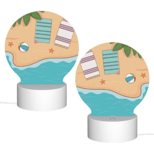 Round Acrylic Night Light, A Beach Scene With A Towel -Acrylic Night Light Shop 5d0bd726eb3e1afd8e9bc7ca938067ffb8ac516d