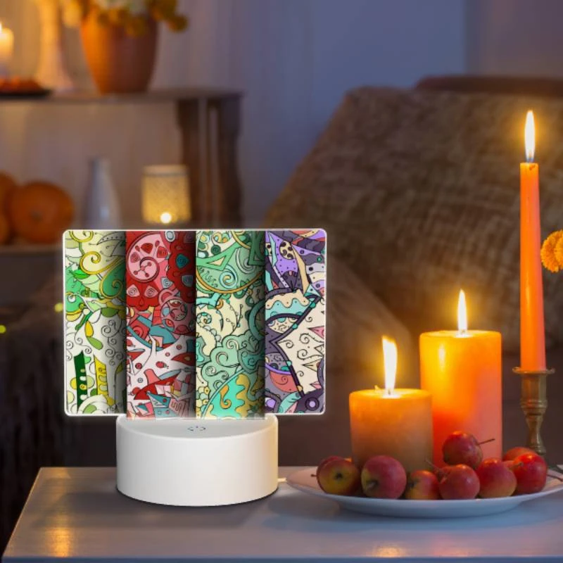 Rectangular Acrylic Night Light, Four different colored papers with designs on them. Rectangular Acrylic Night Light, Four Different Colored Papers With Designs On Them. -Acrylic Night Light Shop 5d7503863efba29da1030d98868d9168eeb0e9c6