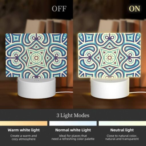 Rectangular Acrylic Night Light, A Blue And White Patterned Design. -Acrylic Night Light Shop 5d8b7acb2ca3e4ab29f09b89fbf62b3314eada18
