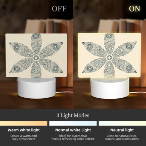 Rectangular Acrylic Night Light, A Black And White Drawing Of A Flower. -Acrylic Night Light Shop 5da981234aa23be3c1c5d23c77ea866fd3fbaf91