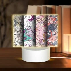 Rectangular Acrylic Night Light, Four Different Colored Designs Of Swirls And Patterns.