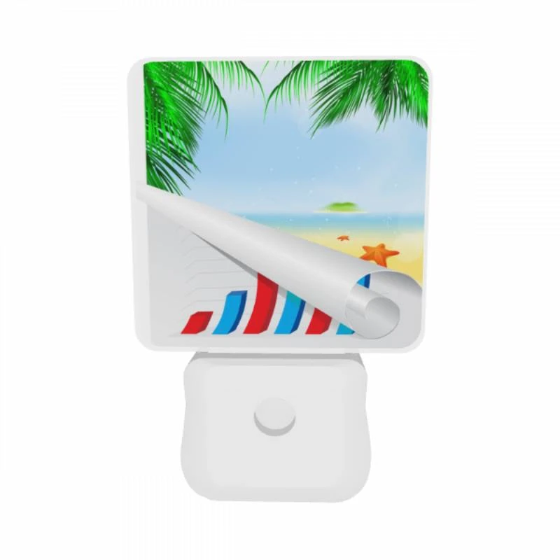 Night Light Set of 2, A graphic of a beach with a palm tree and a starfish. Night Light Set Of 2, A Graphic Of A Beach With A Palm Tree And A Starfish. -Acrylic Night Light Shop 5ef47118c9ed0951bd89ffc8cdf505590f61a963