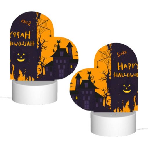Love Acrylic Night Light, A Spooky Halloween Scene With A Haunted House And A Spider Web. -Acrylic Night Light Shop 5f16f02fde85298d32dd4a0af46897ab43003c43