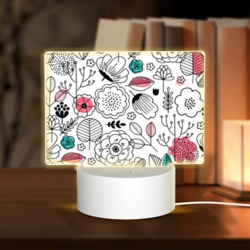 Rectangular Acrylic Night Light, A Colorful Floral Pattern With Pink -Acrylic Night Light Shop 5f253891d730d2bd35fdfbb39ef91fe1f2965c9f