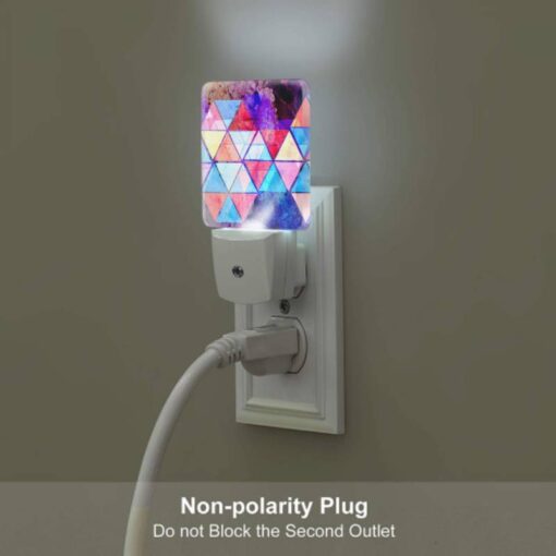 Night Light Set Of 2, A Colorful Triangular Pattern With A Blue Background. -Acrylic Night Light Shop 5f856c0b2a77807de2e27b60dd31f5d0f7de0af8