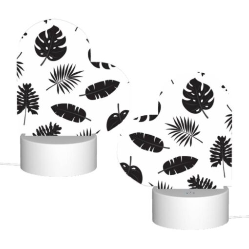 Love Acrylic Night Light, A Pattern Of Leaves In Black And White. -Acrylic Night Light Shop 5f948d7acff8610f21c44432f242877e9ad0ae19