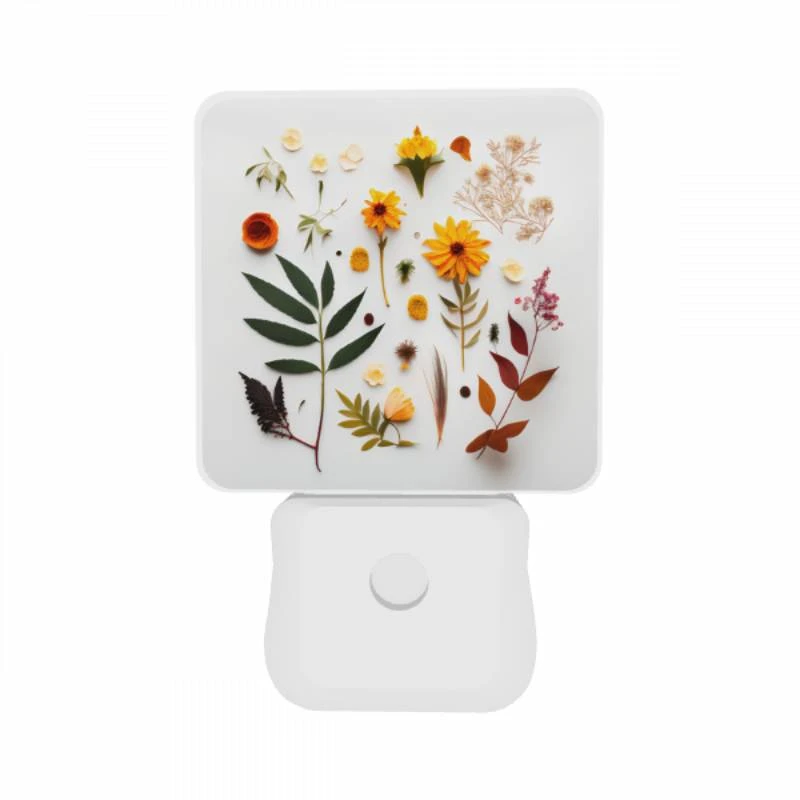 Night Light Set of 2, A variety of flowers and leaves are arranged on a white surface. Night Light Set Of 2, A Variety Of Flowers And Leaves Are Arranged On A White Surface. -Acrylic Night Light Shop 5fdaf39f30fbbfbaeae513307ffc09b63ba06fbe