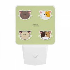 Night Light, Four Different Cat Stickers Are Shown On A Green Background. -Acrylic Night Light Shop 607198666aa2f12800b24cc045cf3ab22787c524
