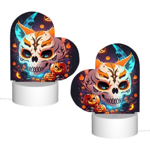 Love Acrylic Night Light, A Skull With A Pumpkin Face And A Cat Face. -Acrylic Night Light Shop 60ca1987ab3a090d7b2d05cd5144827c1e285221